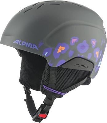 ALPINA Pizi Casque de Ski Jeunesse Unisexe, Gris Nuit/léopard Mat, 46-51 cm