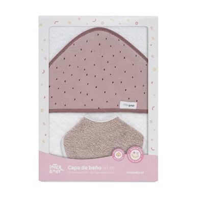 MUSELINA Wanna Płaszcz 1x1 m Punkty dziecięce · Biały Makijaż · 100% Bawełna & Okrągły Śliniaczek 20x20 cm · INTERBABY