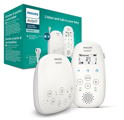 Philips Avent DECT-babyvakt - 100 % privat och störningsfri - Klart och tydligt ljud - Räckvidd inomhus upp till 50 m - Utomhusräckvidd på upp till 330 m - SCD713/26