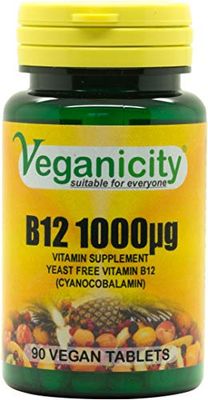 Veganicity B12 1000µg : High Strength Vitamin B12 Supplement : 90 Tablets