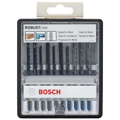 Bosch Accessories 10 pièces Jeu de lames de scie sauteuse Robust Line (bois et métal pour le sciage du bois et du métal, accessoires pour scie sauteuse)