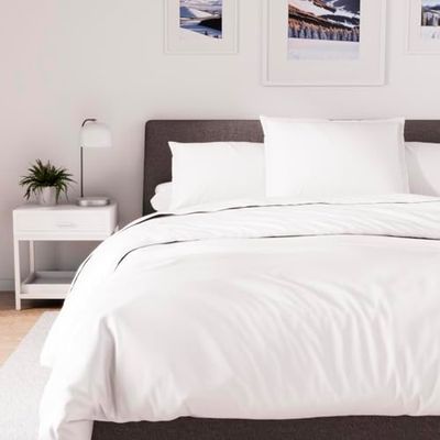 Soleil d'ocre, Housse de Couette en Polycoton 280x240 cm Percale Blanc