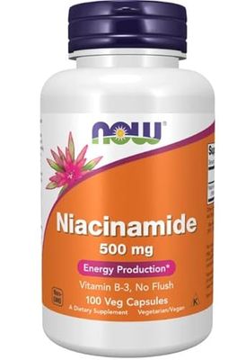 Now Foods, Niacinamida, 500 mg, 100 cápsulas vegetales, vitamina B3