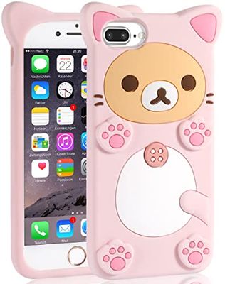 STSNano Kawaii telefoonhoesje voor iPhone 6 Plus /6S Plus /7 Plus /8 Plus 5,5 inch 3D schattige cartoonbeer, trendy, coole grappige beer, zachte siliconen hoes voor vrouwen, meisjes, kinderen, PK