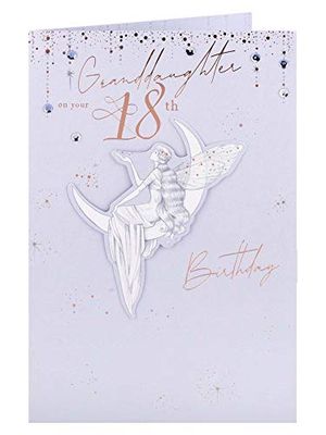 Clintons: Fairy & Moon Granddaughter 18th Birthday Card, 18th Milestone Birthday Greetings Card Granddaughter, Age 18 Birthday Card for Granddaughter, 192x192mm, multi-color