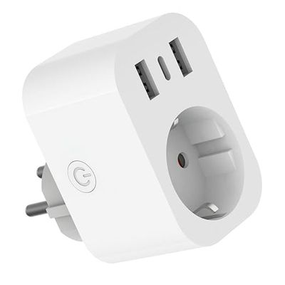 Intelligent stopcontact, wifi-kubus, 2 USB + 1 type C, 16 A, 230 V