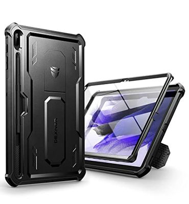 Dexnor for Samsung Galaxy Tab S7+ Plus/S8+ Plus Case, [Built in Screen Protector and Kickstand] Heavy Duty Military Grade Protection Shockproof Protective Cover - Black