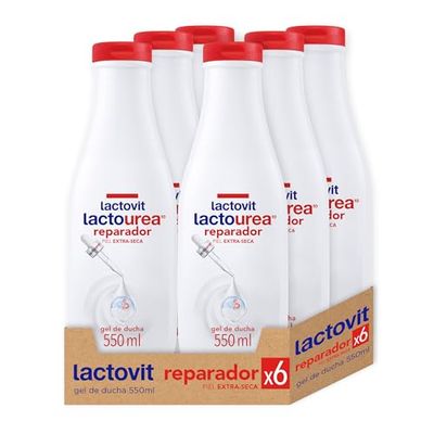 Lactovit - Laktourea, nawilżający, odżywiający i naprawczy, silna i młoda skóra, kremowa konsystencja, z białkiem wapniowym i laktoureą, dla bardzo suchej lub bardzo suchej skóry, zestaw 6 x 550 ml