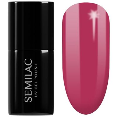 SEMILAC Gel Nail Polish 066 Glossy Cranberry - Full Coverage Gel Polish - Soak Off Easy To Use LED/UV Nail Lamp - Long Lasting Manicure and Pedicure up to 3 weeks