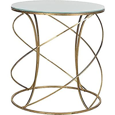 Safavieh EAF2535A Royle Table d'Appoint Métal Or/Verre Blanc 50 x 50 x 53,84 cm
