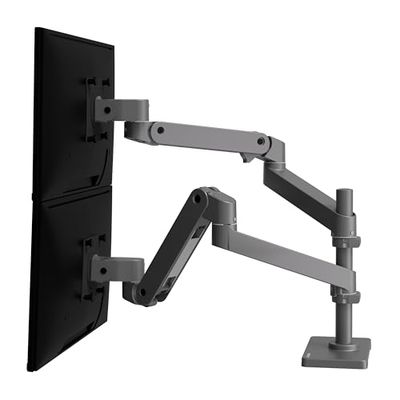 Ergotron – LX Pro Premium verticale stapelarm met dubbele monitor, VESA-bureaubevestiging – voor 2 monitoren tot 27 inch, 4 tot 20 kg per stuk – donkergrijs