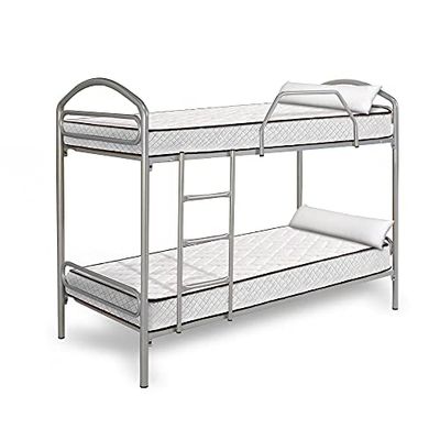 HOGAR24 ES Lit superposé métallique + 2 Matelas Flexitex + 2 oreillers en Fibre 90 x 190 cm
