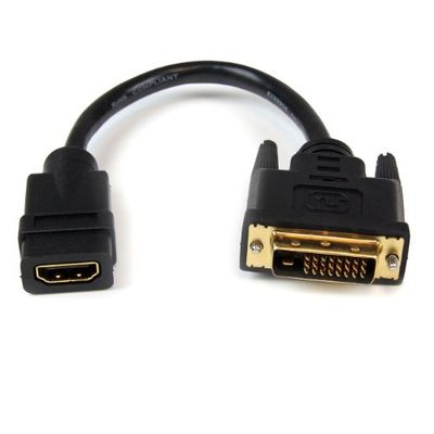StarTech.com HDMI TO DVI-D ADAPTER - F/M 8in HDMI to DVI-D Video Cable, HDDVIFM8IN (8in HDMI to DVI-D Video Cable Adapter - HDMI Female to DVI Male, HDMI 19p, DVI-D 25p, Male/Female, 0.2 m,)