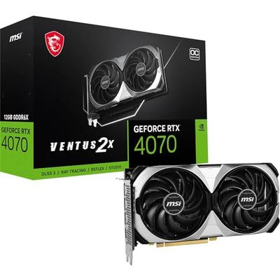 MSI GeForce RTX 4070 VENTUS 2X 12G OC Gaming Graphics Card - 12GB GDDR6X, PCI Express Gen 4, 192-bit, 3x DP v 1.4a, HDMI 2.1a (Supports 4K & 8K HDR)