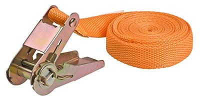 kwb Sangle d'arrimage 4,5 m x 25 mm, en polypropylène résistant, avec plaquette de contrôle et cliquet métallique galvanisé, sans crochet, testé TÜV/GS