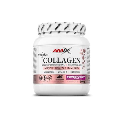 Amix™ Bovino Viscofan® - Colágeno Bovino con Ácido Hialurónico, Astaxantina, Magnesio y Vitamina C - Complemento alimenticio - Apoya Huesos, Músculos e Inmunidad - 300 g - Sabor: Frutas del bosque