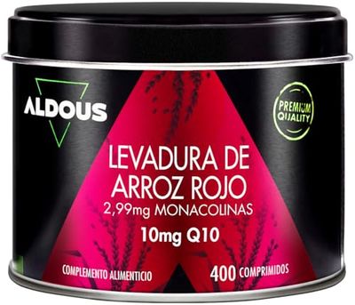 Levure de Riz Rouge avec Coenzyme Q10-400 comprimés - 2,99 mg de Monacoline pure - Fonction Normale du Cœur - Levure de Riz Rouge Cholestérol - Sans Citrinine - Plus d'1 an - Red Yeast Rice