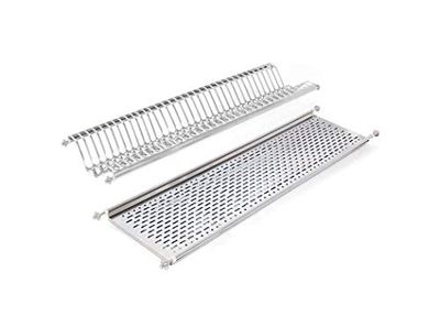 EMUCA Escorredor de pratos e copos para móveis de cozinha com 100 cm de largura, largura interior módulo 935-970 mm, aço inoxidável
