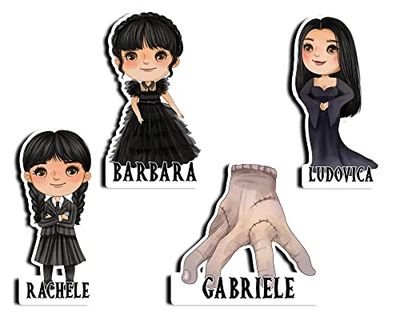 12 etichette adesive stickers sagomati famiglia halloween personalizzate con nome per feste compleanni cerimonie scuola quaderni libri ragazza gotica disegni spettrali ispirazione horror