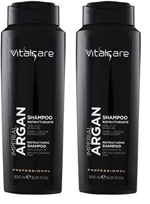 Vitalcare | Imperial Argan - Shampoo Capelli Ristrutturante, per Capelli Secchi e Danneggiati, Shampoo Ristrutturante con Olio d'Argan, 500 ml (Confezione da 2)