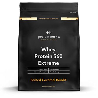 Protein Works - Whey Protein 360 | Premium Whey Shake | Whey Protein Powder Blend | No Added Sugar Protein Shake | 40 Servings | Salted Caramel Bandit | 1.2kg
