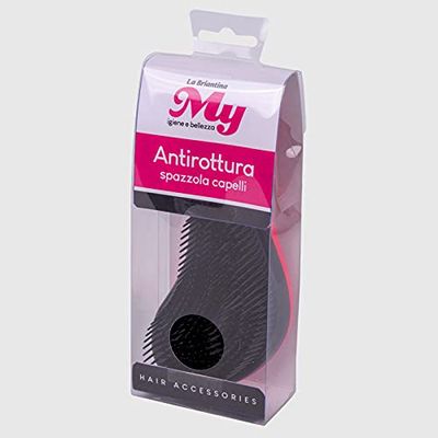 La Briantina Spazzola Capelli Districante Anti Rottura, Setole Morbide E Flessibili, Lunghezza 20 Cm, Nero