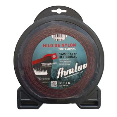 Avalon - Hilo Reforzado de Nylon Universal para Desbrozadora y Cortacesped (3 mm x 55 m) - Hilo Dual Power Reforzado de desbrozadora