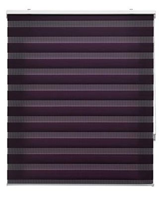 Blindecor | Estor Enrollable Noche y Día a Medida | Doble Capa | Color Violeta | 80 x 180 cm (Ancho por Alto) Tamaño de la Tela 77 x 175 cm | Estores para Ventanas
