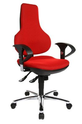 Topstar Ergo Point SY Deluxe EP029U BC1 krzesło biurowe, w zestawie podłokietniki o regulowanej wysokości, obicie materiałowe, czerwone