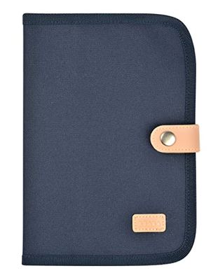 BÉABA, Protège Carnet de Santé, Genève, 2 Poches Intérieures, Bouton Pression, Tissu Imperméable, Bleu marine