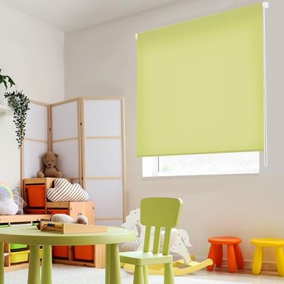 Blindecor Ara | Estore de rolo translúcido liso, verde pistácio, 100 x 250 cm (largura por altura), tamanho do tecido 97 x 245 cm, estantes para janelas