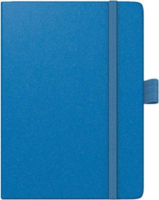 Brunnen 1073266321 Zakagenda model 732 Kompagnon, 2 pagina's = 1 week, 10 x 14 cm, baladek-omslag blauw, kalender voor 18 maanden (juli 2020 tot december 2021)