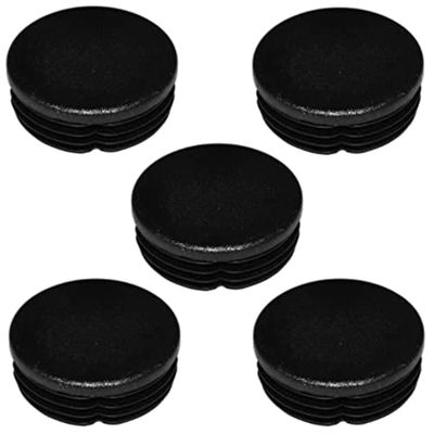 5x RIBBED INSERT PLUG END CAP FOR ROUND TUBE Ø10-60MM PLASTIC BLACK FURNITURE (Ø48mm)