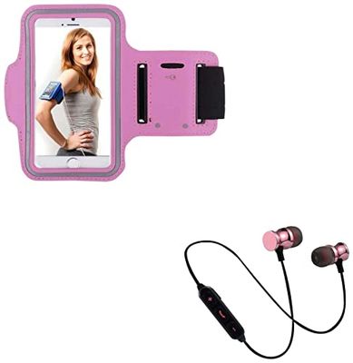 Sportset voor Samsung Galaxy Note 10 + smartphone (bluetooth hoofdtelefoon + manchetten) hardlopen T8 (roze)