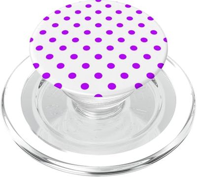 Cute White and Purple Polka Dot Pattern Minimalist Graphic PopSockets PopGrip for MagSafe