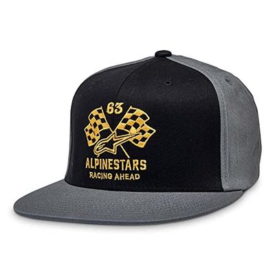 Alpinestars, Double Check Flatbill Hat, Casquette De Baseball, Noir/Charbon/Jaune, S/M, Homme