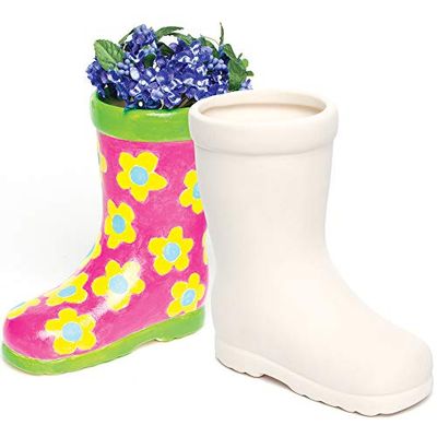 Baker Ross Keramiska blomkrukor "gummistövlar" för barn (2 stycken)