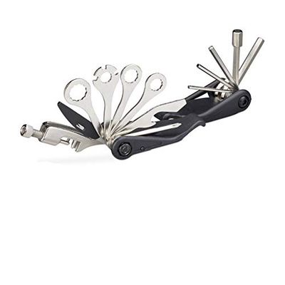 Relaxdays Unisex - Adulto Multitool Bicicletta, 16 Pezzi, Set con Chiave a Cricchetto, Leva per Pneumatici UVM, Attrezzo Multifunzione, Nero, H x L x P: ca. 4 x 8,5 x 4 cm
