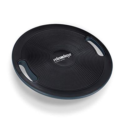 Relaxdays balansbord, antislip oppervlak, met handgrepen, balance board, evenwichtstraining, Ø 40 cm, zwart