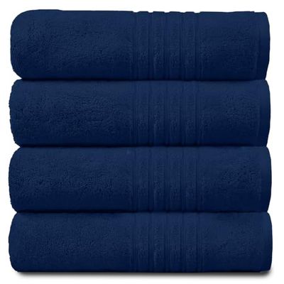 GC GAVENO CAVAILIA 450 GSM Hand, 100% Egyptian Cotton Towel, Navy, Pack of 4 Jumbo Bath Sheet