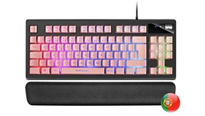 Mars Gaming MKAX Rosa, Tastiera Gaming TKL H-Mech, Gel Poggiapolsi, Layout PT