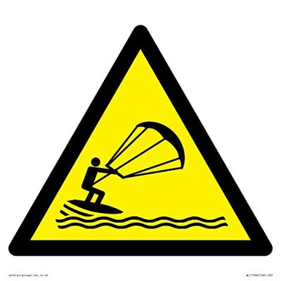 W062 Attenzione: cartello per kite surf, 200 x 200 mm, S20