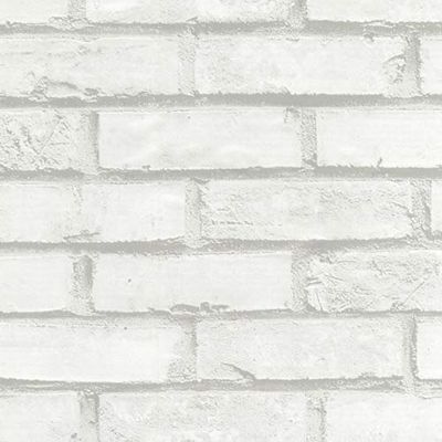 Venilia Adhesive Film, Stone Look White, Brick Look White, 45 cm x 1.5 m, Thickness 95μ, Self-Adhesive Furniture Film, Decorative Film, Wallpaper, Kitchen Film, Phthalate-Free, Made in EU