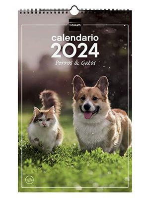 Finocam - Kalender 2024 Spirala väggbilder för att skriva januari 2024 - December 2024 (12 månader) Hundar och katter Spanska