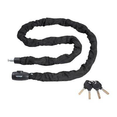 VEVOR Fietskettingslot, kettingslot voor fiets, lengte 1800 mm, diefstalbeveiliging van staal voor fietsen, motorfietsen, scooters, deuren, hekken