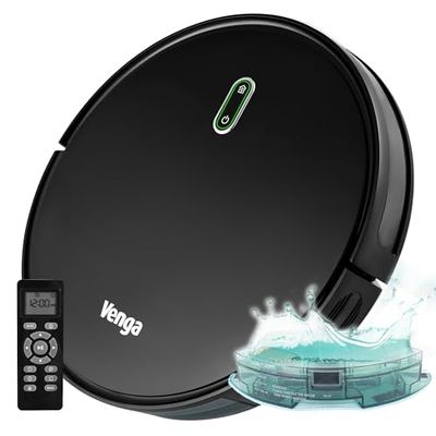 Venga! Robot aspirador 3 en 1, función escoba, aspirador y friegasuelos, con un depósito de agua, funcionamiento fácil de 1 Tecla, 6 Modos de Limpieza, Carga automática, VG RVC 3000