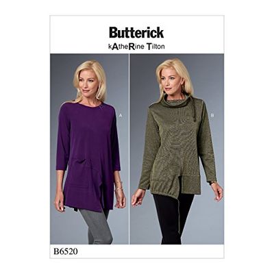 Butterick Patterns 6520 F5, Haut pour Femme, Tailles 16–24, Soie, Multicolore, 17 x 0.5 x 22 cm