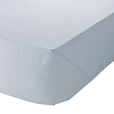 Catherine Lansfield Easy Iron Percale Lençol de baixo em poliéster, azul pastel, ajustável duplo, 190 x 135 x 25 cm