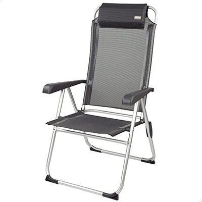 AKTIVE 52886 - Chaise de Camping Pliante avec Coussin d'Appui-Tête, Dimensions 44X55X101cm, Facile à Nettoyer et à Plier, Poids Max 110kg, Comprend des Accoudoirs Ergonomiques