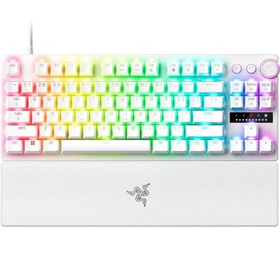 Razer Huntsman V3 Pro Tenkeyless - TKL Analogt Optiskt Esports PC-tangentbord - Razer Snap Tap - Rapid Trigger (multifunktionshjul med 2 dedikerade tangenter) QWERTY US Layout | Vit
